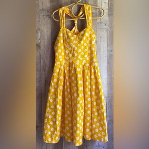 NWT Women's Dress, Yellow and White Polka Dot, Sleeveless Fit and Flare